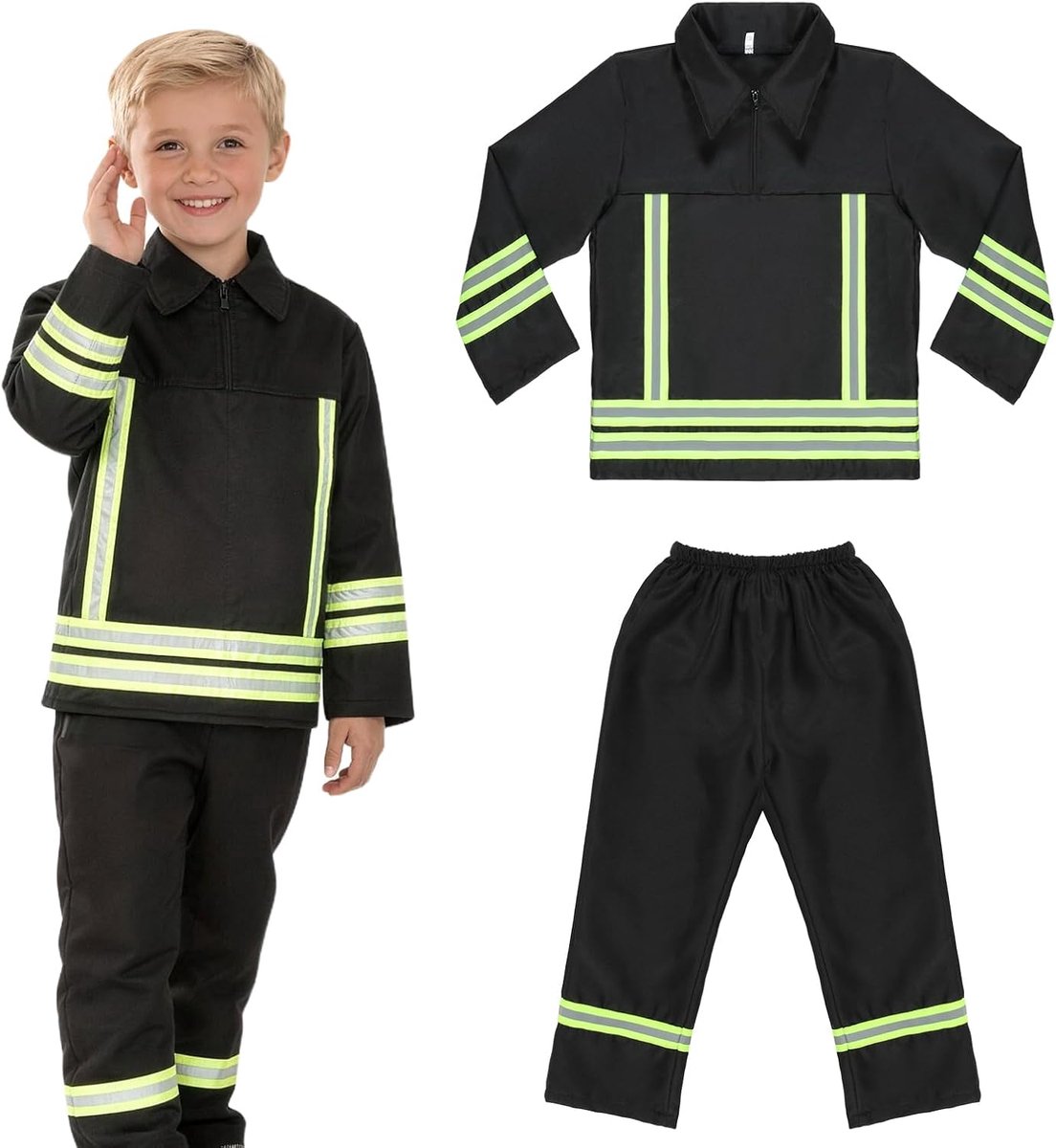 Brandweer kostuum voor kinderen - 2-delig - wasbaar - perfect voor carnaval - SnelShoppen