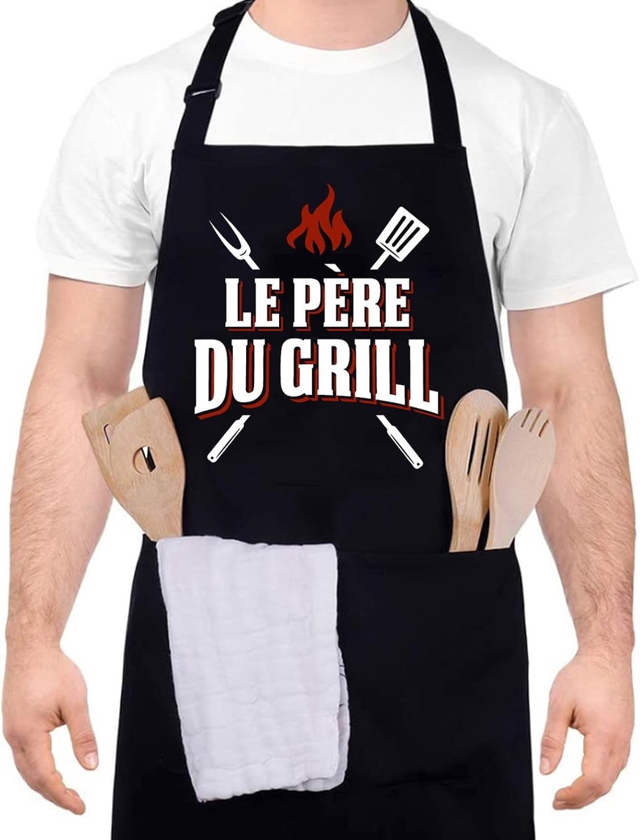 Barbecueschort heren verstelbaar - waterdicht zwart - personaliseerbaar - ideaal voor barbecuefeest - SnelShoppen
