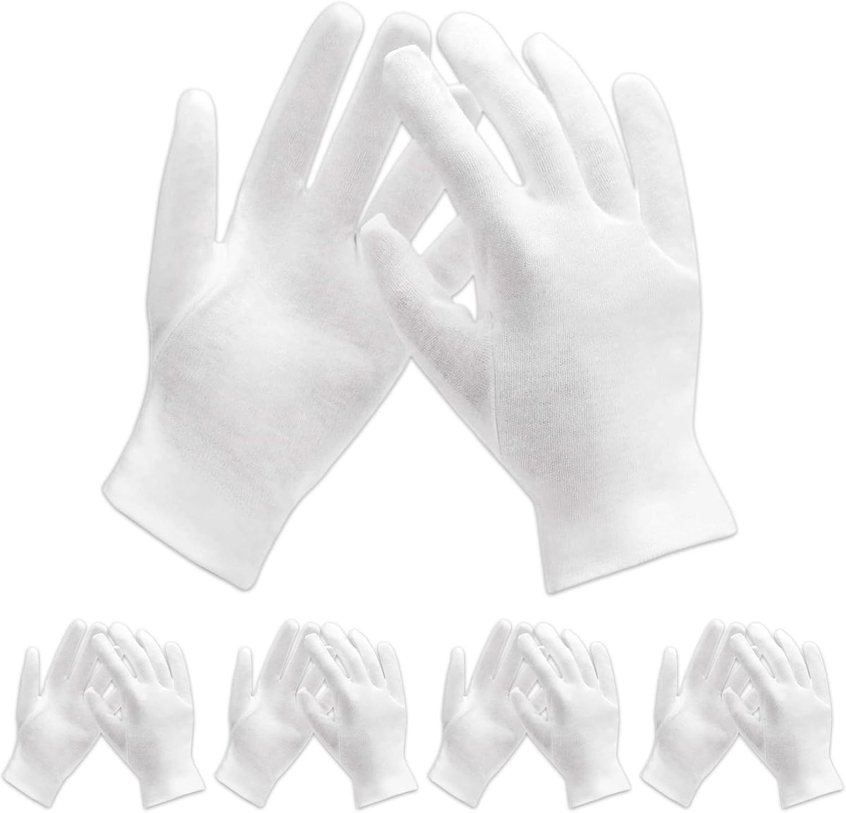 5 paar witte katoenen handschoenen voor kinderen, hydraterende handschoenen voor eczeem en droge huid, zachte dermatologische katoenen handschoenen, maat S, voor handverzorging, ceremonie en