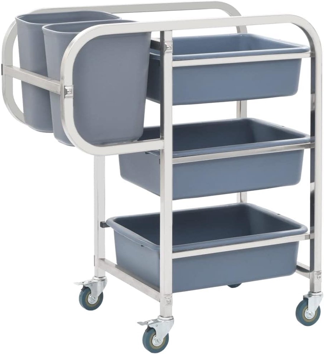 & Eetwagens,Keukenwagen met Plastic Containers 82x43,5x92 cm