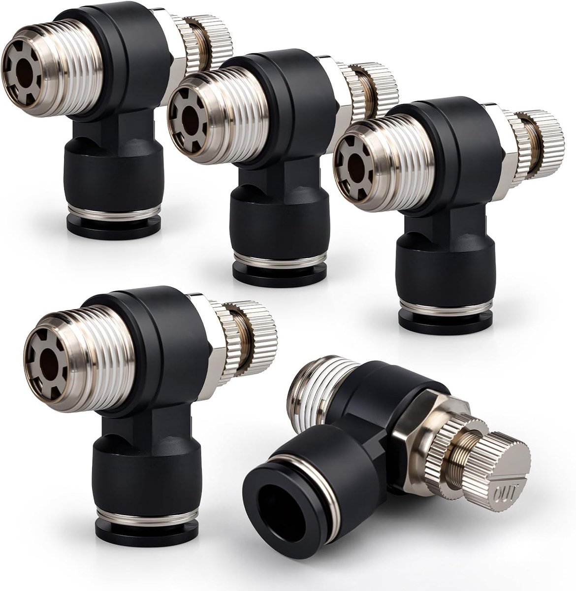 5 stuks 8mm Inch buis OD x 3/8 Inch BSP Elleboog 90 Graden Speed Fitting Push to Connect Luchtleiding Stroom SL8-03