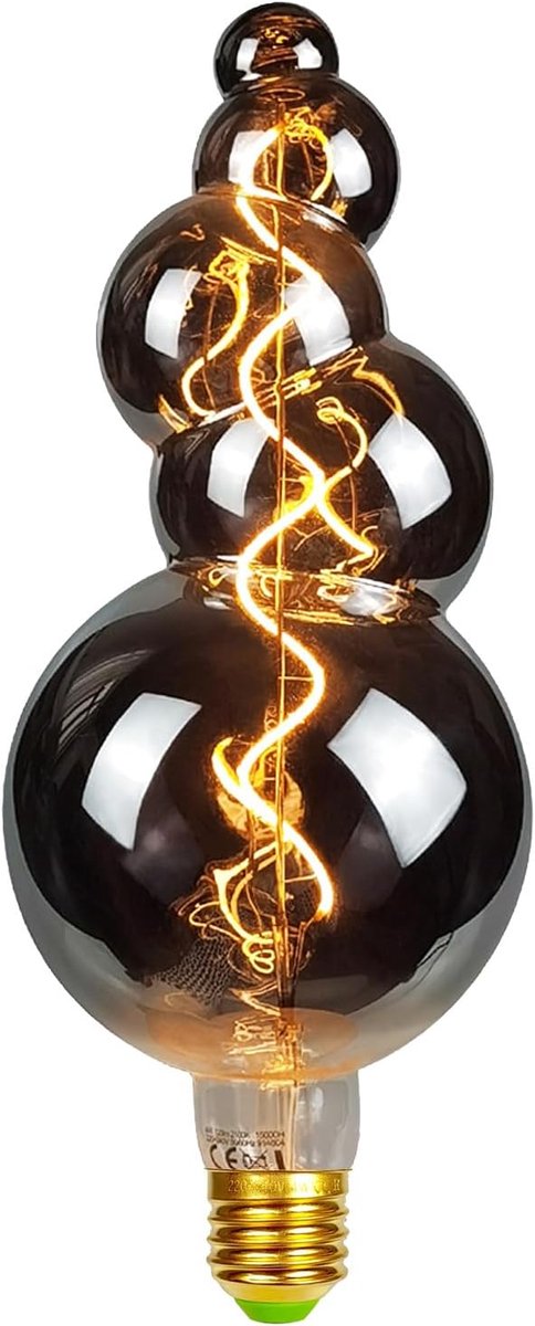 Vintage 4W Diammable 2000 Kelvin Super Warm Big Globe LED-lamp 220/240 V Edison Schroef E27 Socket Speciale Decoratieve Gloeilamp G125 (Rook)