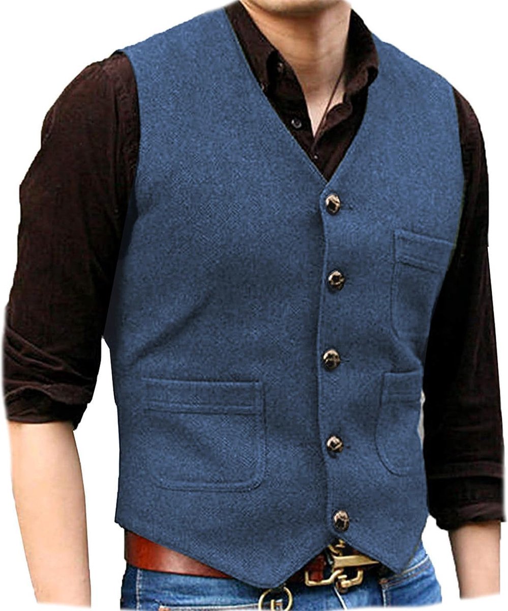Vintage klassieke wollen kostuumvest voor heren, formeel, regular fit, gilet voor bruiloft, gilet