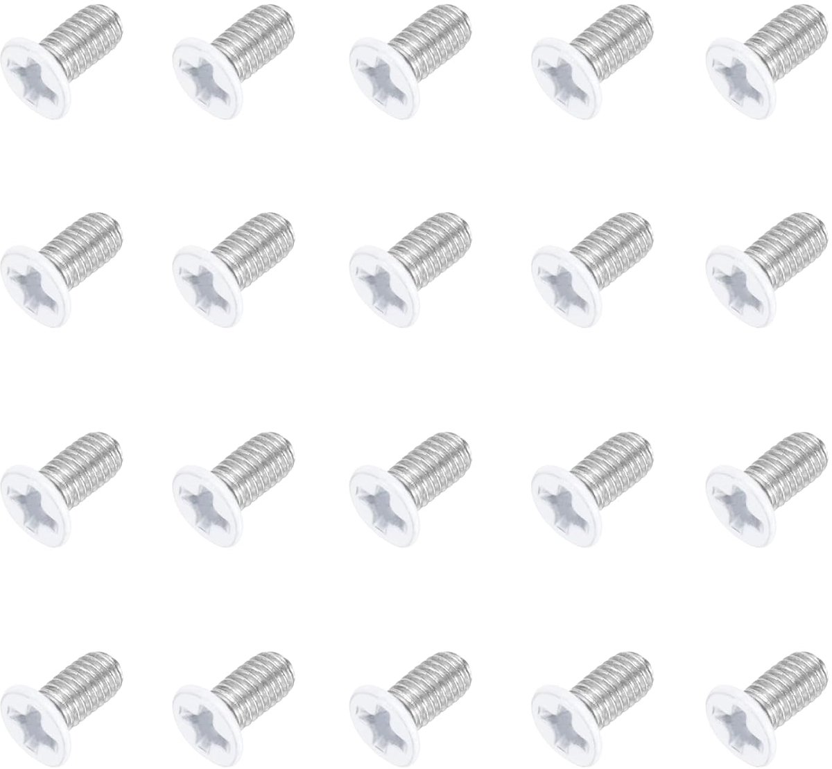 Machineschroeven 304 roestvrij staal volledige schroefdraad kruiskop schroeven voor meubelverbinding elektrische apparaten (wit, 20 stuks)