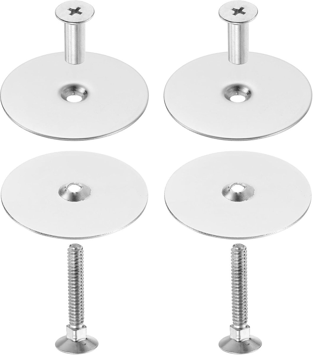 Set van 4 deurgatafdekkingplaten, 68 mm diameter, ronde slotafdekking, metalen deurknop, gatvulplaat met verbindingsschroeven, zilver