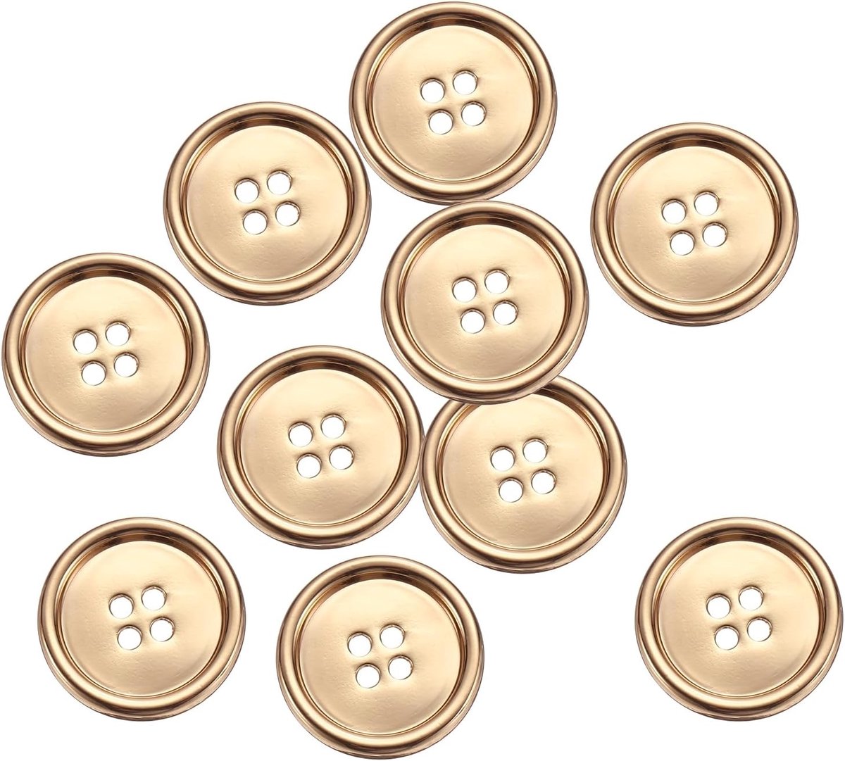 10 stuks metalen naaiknoppen, 25 mm, 4-gaats rond, pak, overhemden, kleding, naaiknopen voor decoratie, handwerk, goud