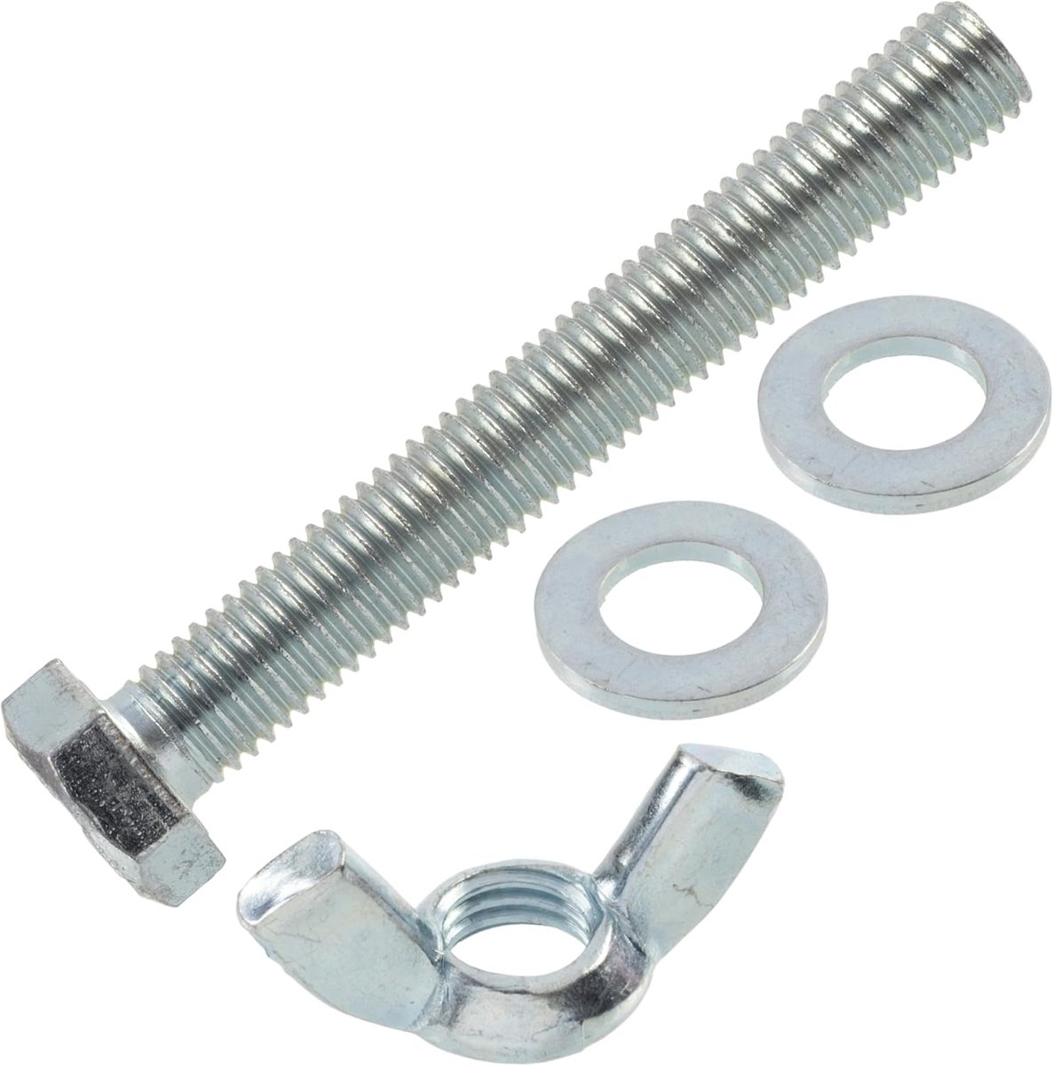 Vleugelmoeren M12 + 10 platte ringen + 5 zeskantbouten M12x90 mm | van staal