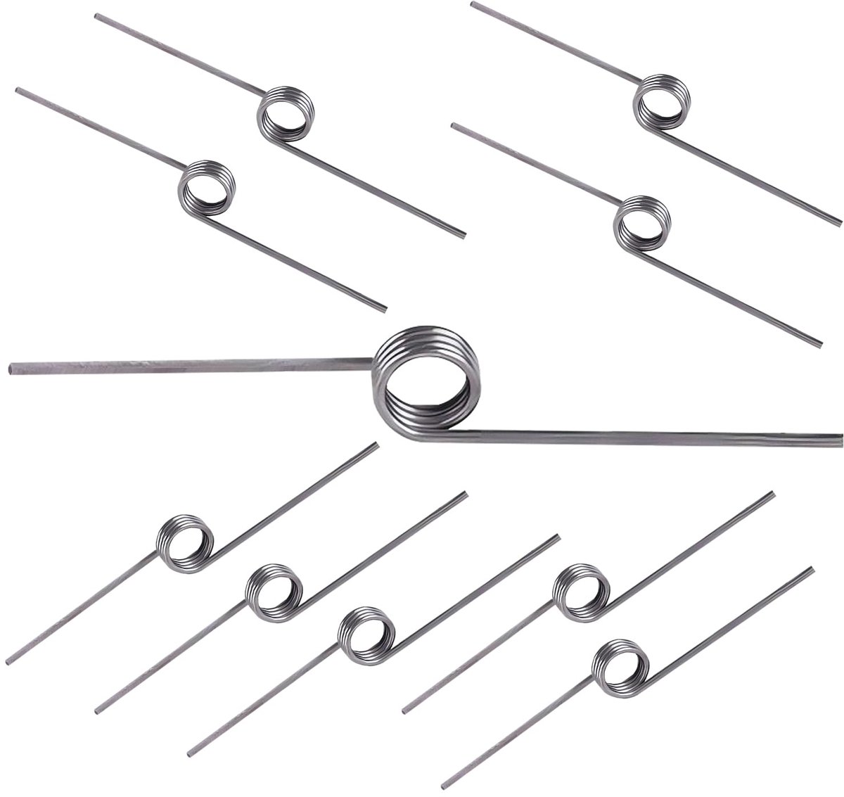 Torsieveren, Roestvrij Staal Torsieveer, Draaddiameter 0.7 mm, Buitendiameter 4 mm, 3 spoelen, Hoek 180 Graden