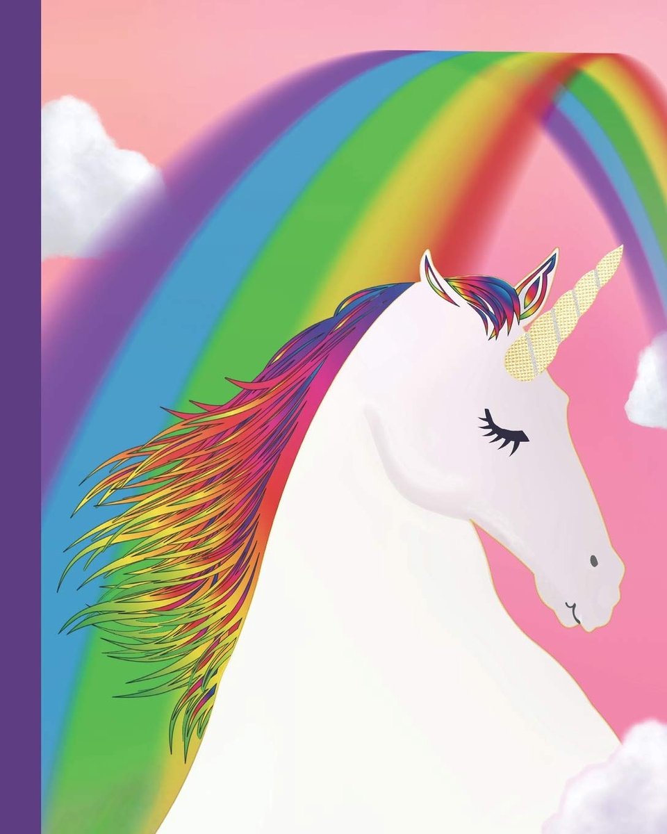 Story Journal: Grades K-2 Composition Book - Dotted Midline and Picture Space - Unicorn and Rainbow