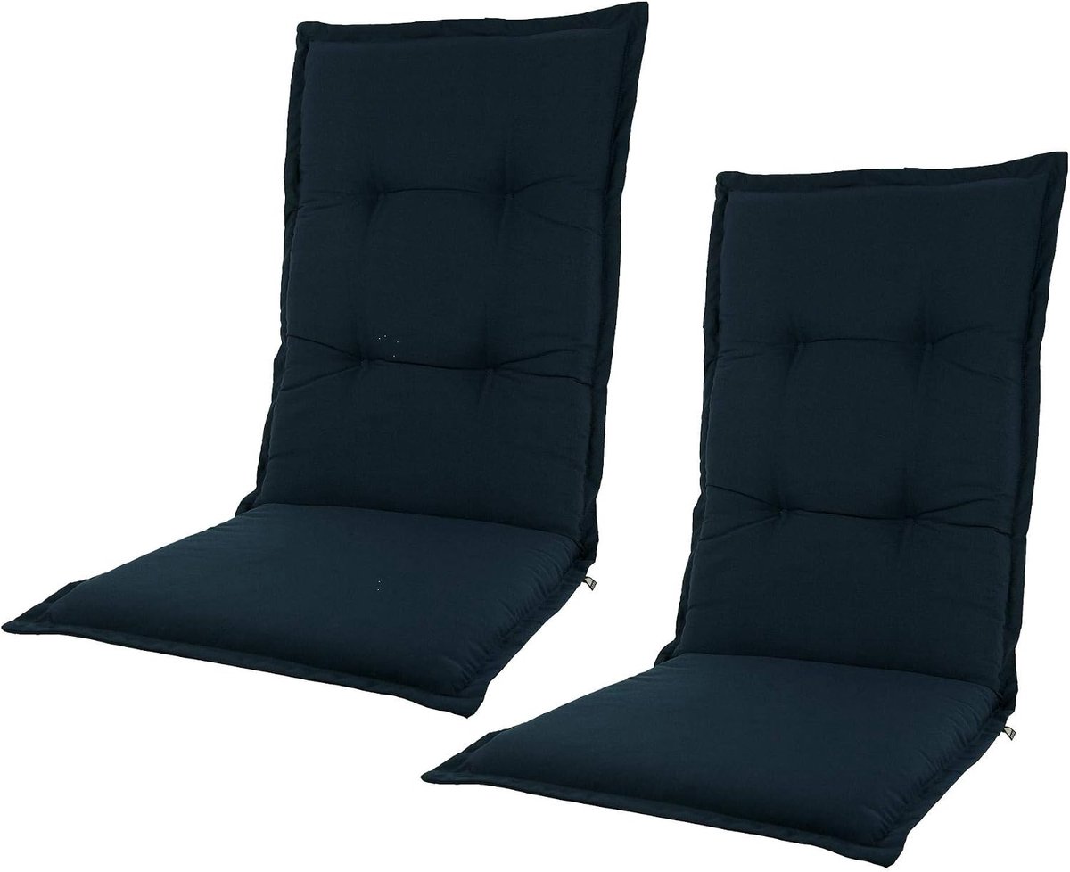 Tuinkussens met hoge rugleuning 125 x 50 cm - Navy - Stevig schuim voor extra comfort - Beschermd met Teflon - SnelShoppen