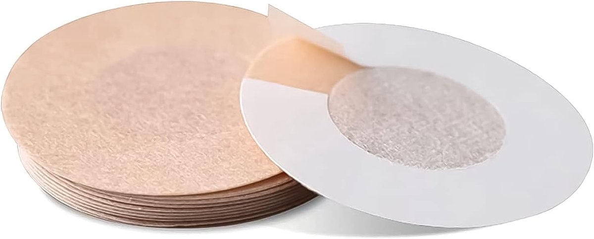 30 Paar Wegwerpnippelcovers – Medisch Goedgekeurde Nippelbeschermers voor Vrouwen – Zachte, Ademend Satijnen Nippelcovers in Beige (Rond)