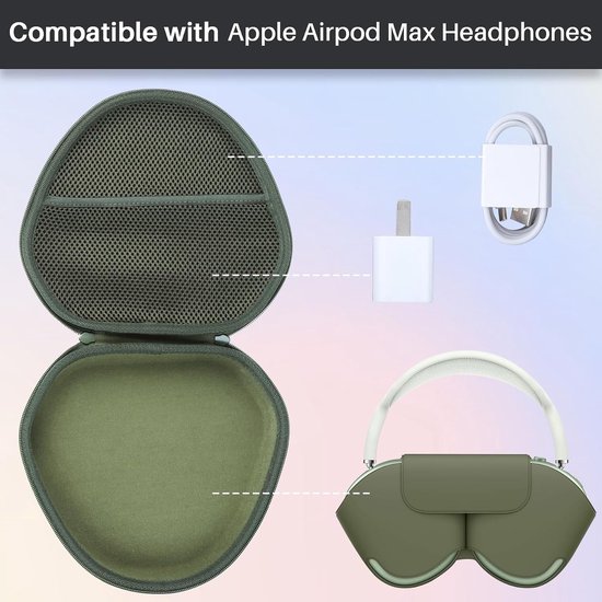 Hard case hoes etui voor Apple AirPods Max Noise Cancelling hoofdtelefoon (legergroen) — afbeelding 3