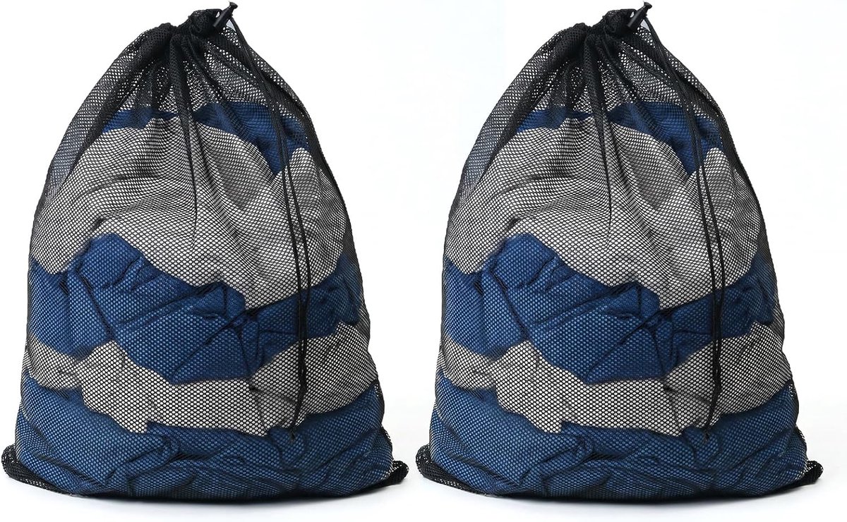 Waszakken 70 x 90 cm, fijnmazige waszak wasmachine met trekkoord, groot wasnet voor wasmachine, herbruikbare waszak voor beddengoed, knuffeldieren en kleding (zwart)