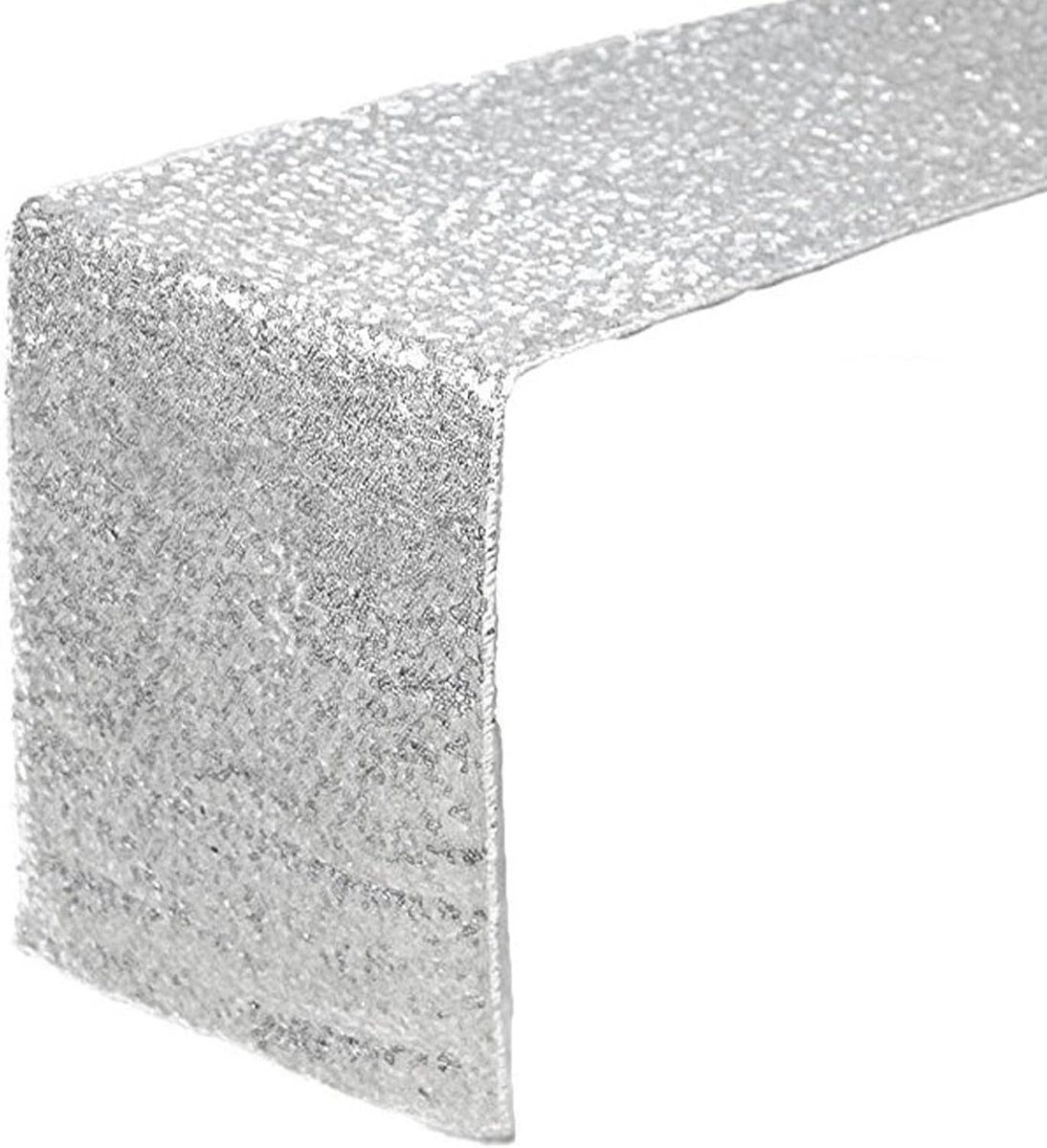 Tafellopers Glitter Glanzend Polyester Tafelkleed Voor Bruiloft Verjaardagsfeestje Thuis Tafeldecoratie(Zilver)