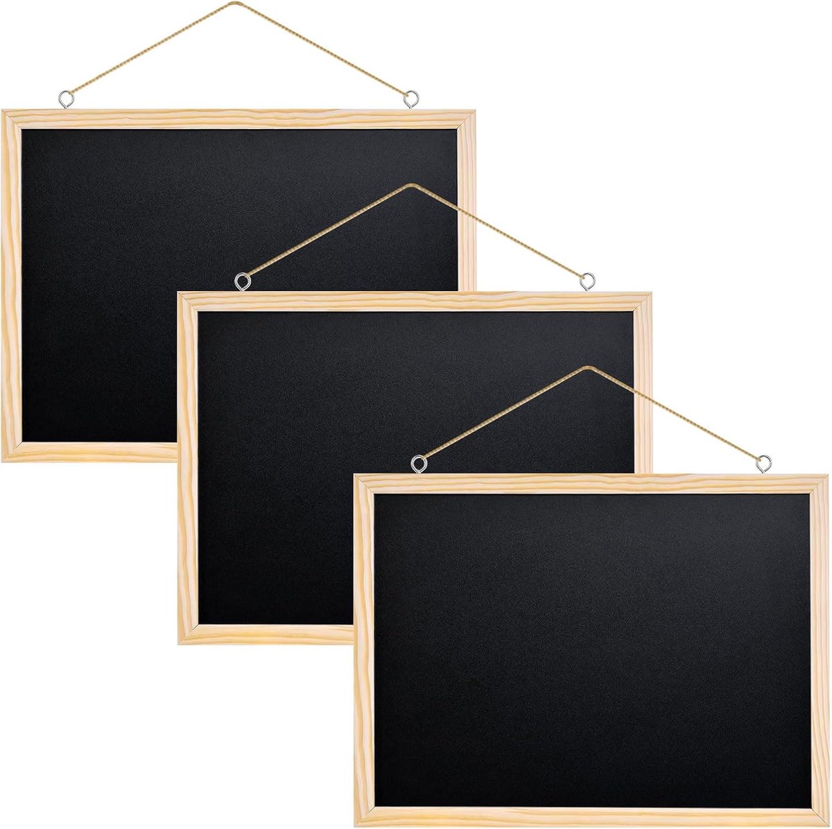 3 stuks krijtbord met houten frame, zwart, 40 x 30 cm, hangende decoratie voor berichten, memobord voor school, bruiloft, bar, restaurant, café, keuken