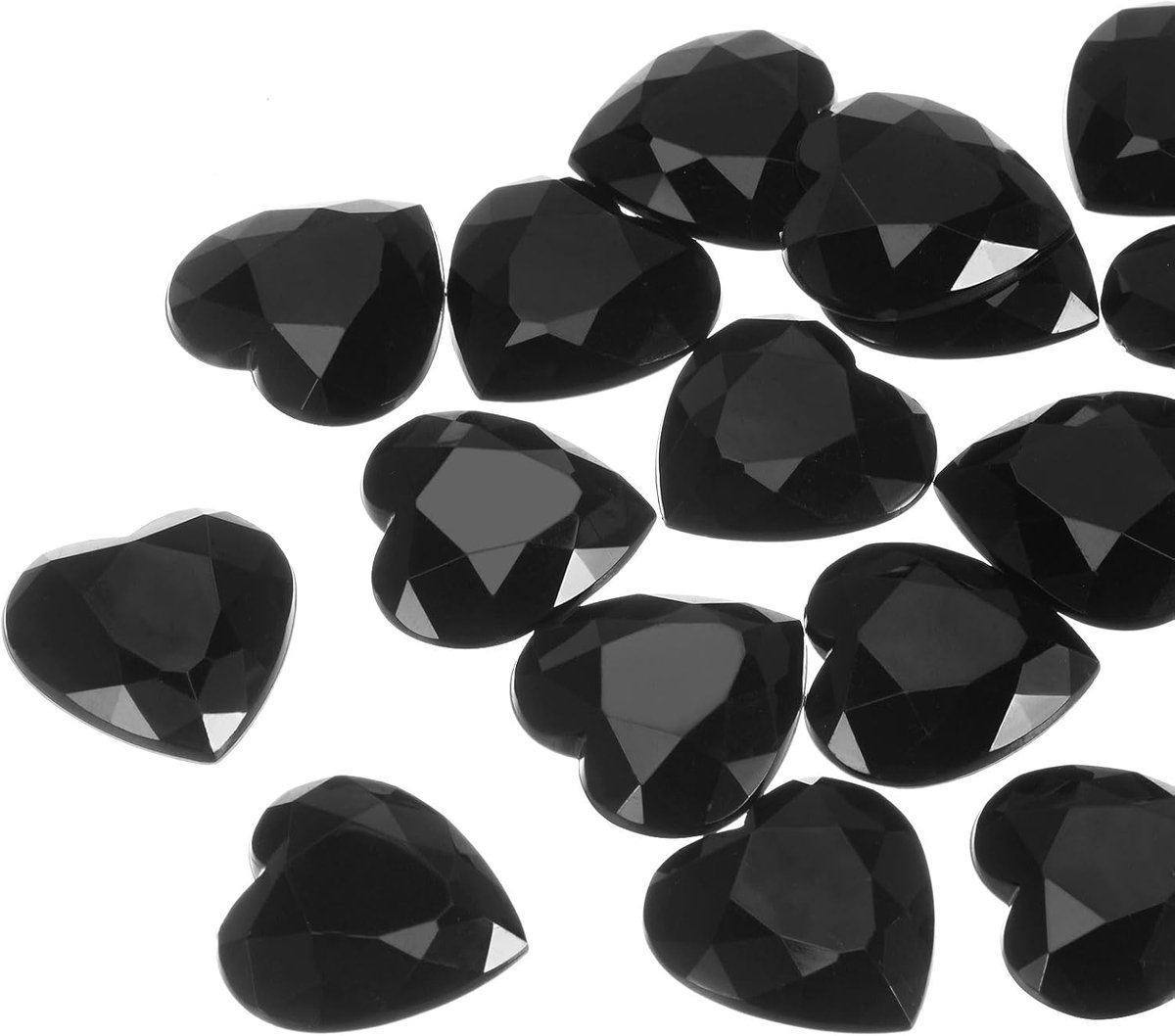 20 stuks acryl hartjes strasssteentjes 30 mm platte achterkant kunststof glitterstenen voor knutselwerk kralen gezichtsbeschildering kostuumsieraden maken zwart