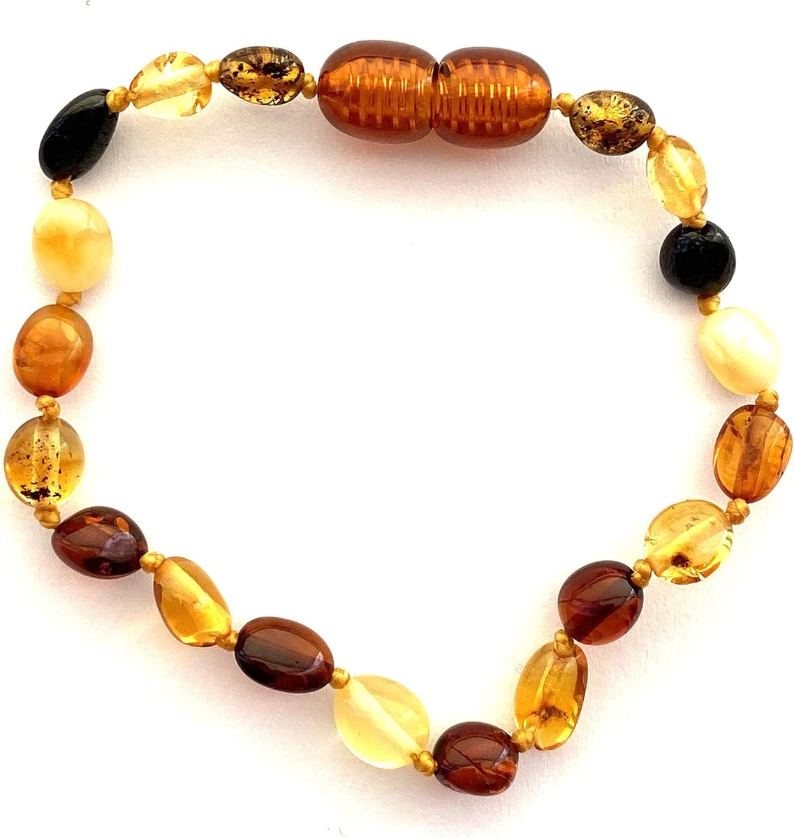 Amber armband/voetketting 14 cm - Baltisch amber - 100% handgemaakt - perfect voor kinderen - ShopVlot