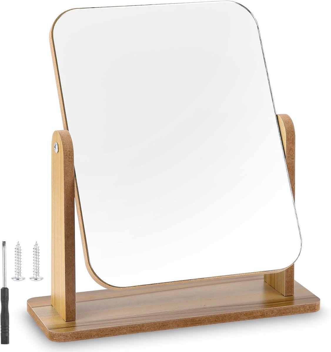 Staande spiegel 25 x 22 cm - houten make-upspiegel - 360 graden rotatie - ideaal voor make-uptafel - ShopVlot