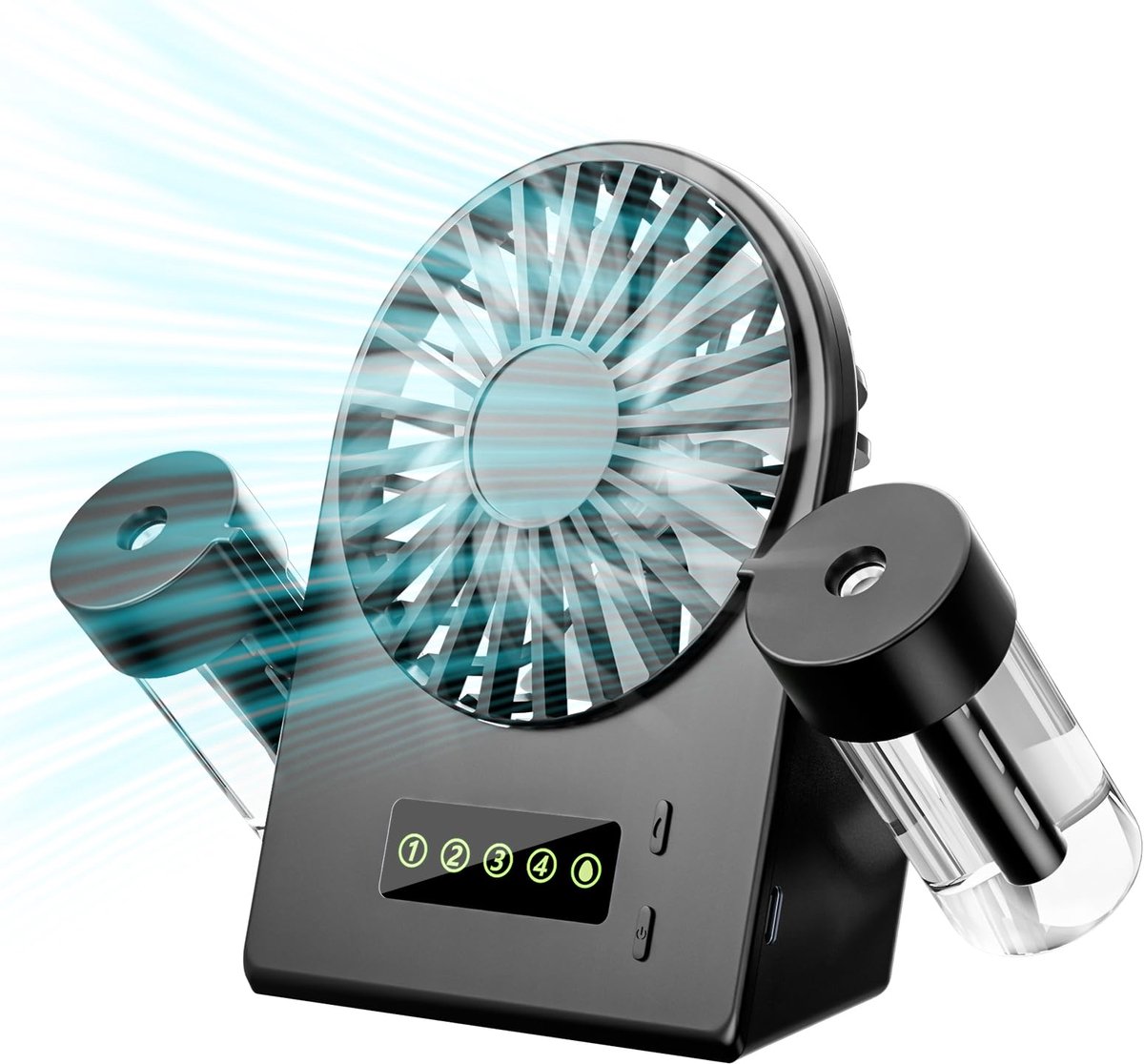 USB-mini-tafelventilator met 2 sproeiers - compact - stille werking - ideaal voor verkoeling - ShopVlot