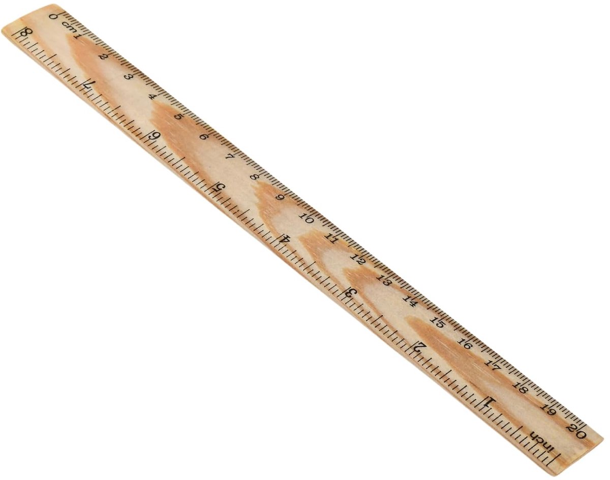 Houten liniaal 20 cm - dubbele schelp - duurzaam voor school en hobby - ShopVlot