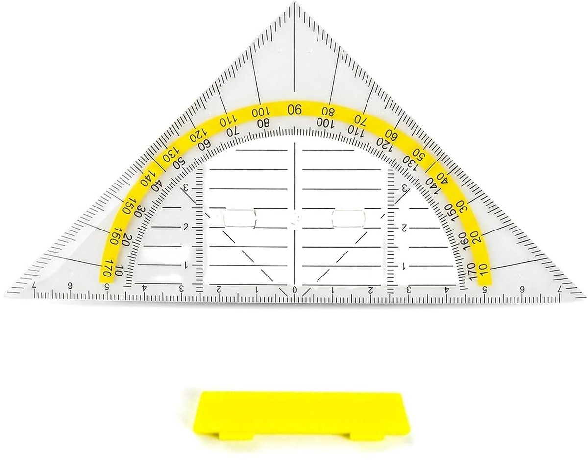Geo-driehoek klein 9cm - transparant kunststof - met afneembare handgreep - ideaal voor school en kantoor - ShopVlot
