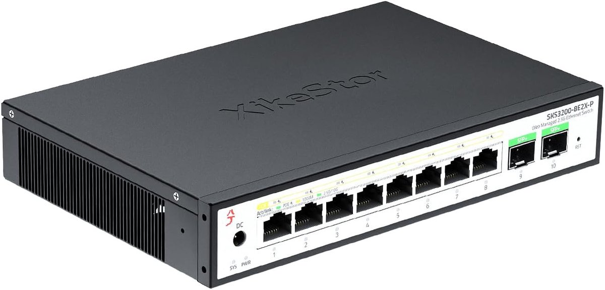 PoE+ Switch 10G 8-poorts - 2x10G SFP+ uplink - L2+ managed - ideaal voor bewakingscamera's - ShopVlot