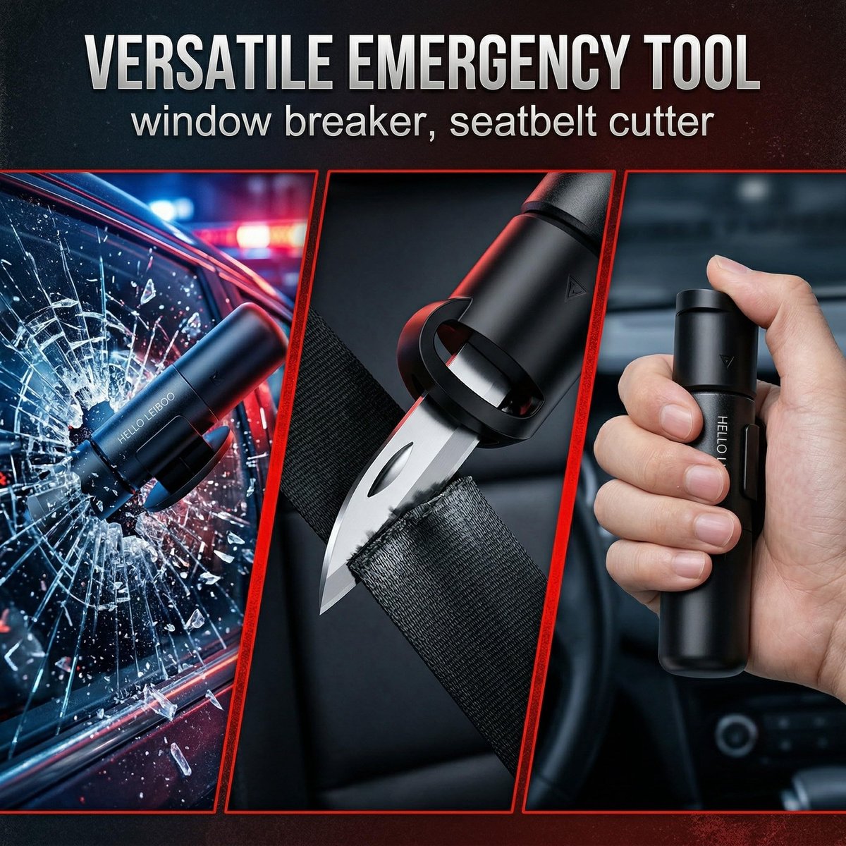 glasbreker en riem 2-in-1 - draagbaar - 2 stuks noodhamer voor auto - veilig ontsnappen - ShopVlot