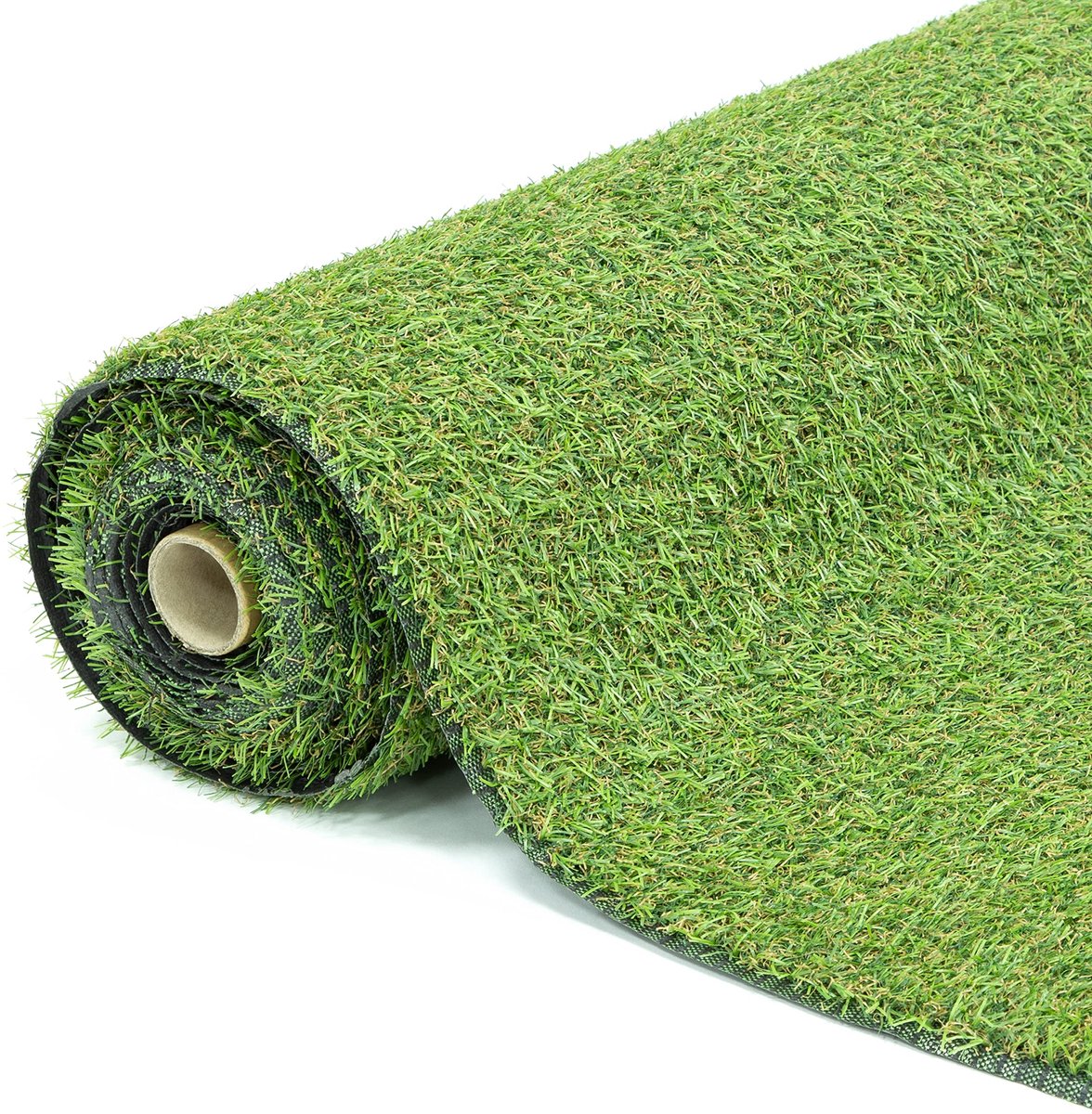 Kunstgras tapijt 4 x 1 m - poolhoogte 15 mm - dicht kunstgras - ideaal voor tuin en balkon - ShopVlot