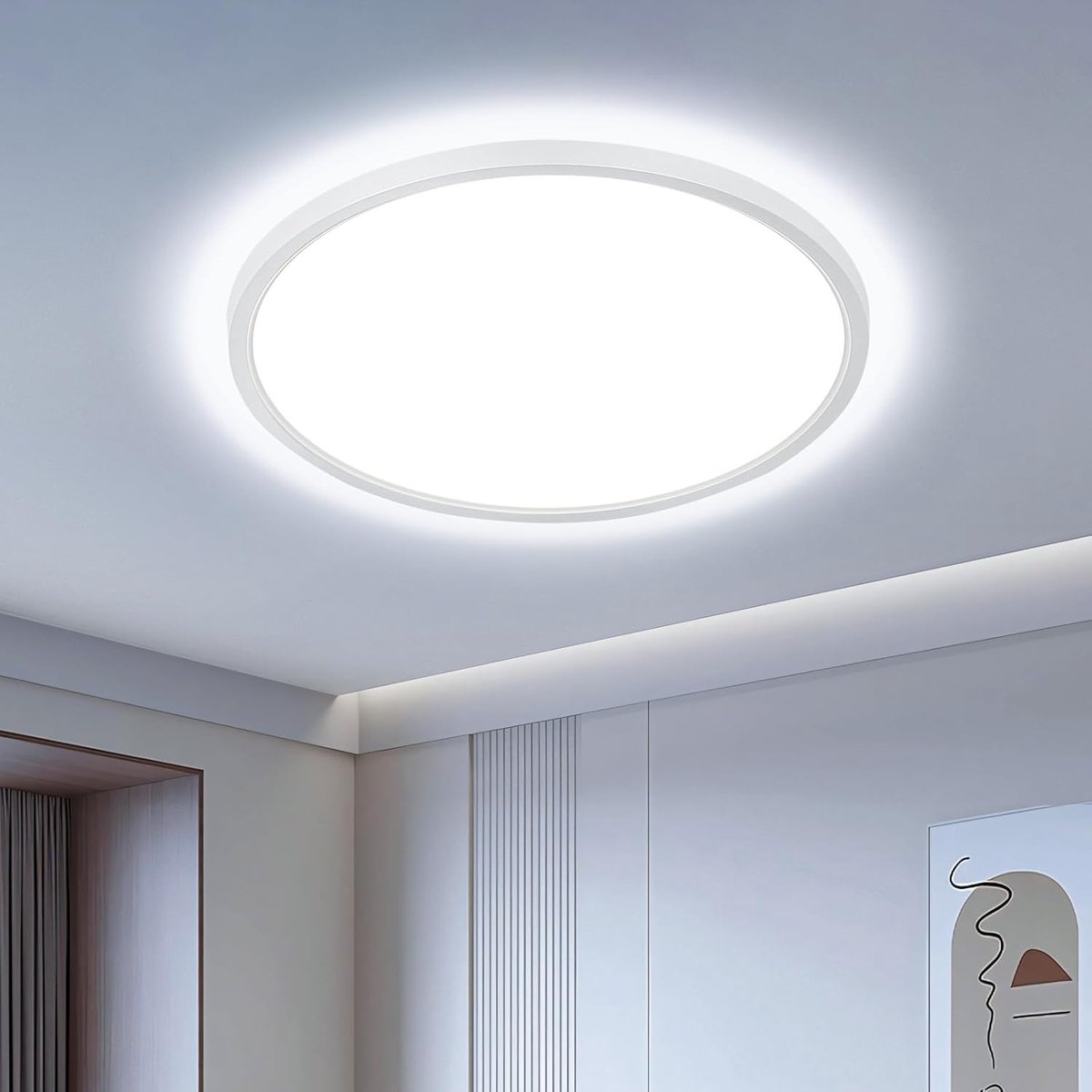 Led-plafondlamp 30 cm - rond - koudwit 6500 K - ideaal voor badkamer en keuken - ShopVlot
