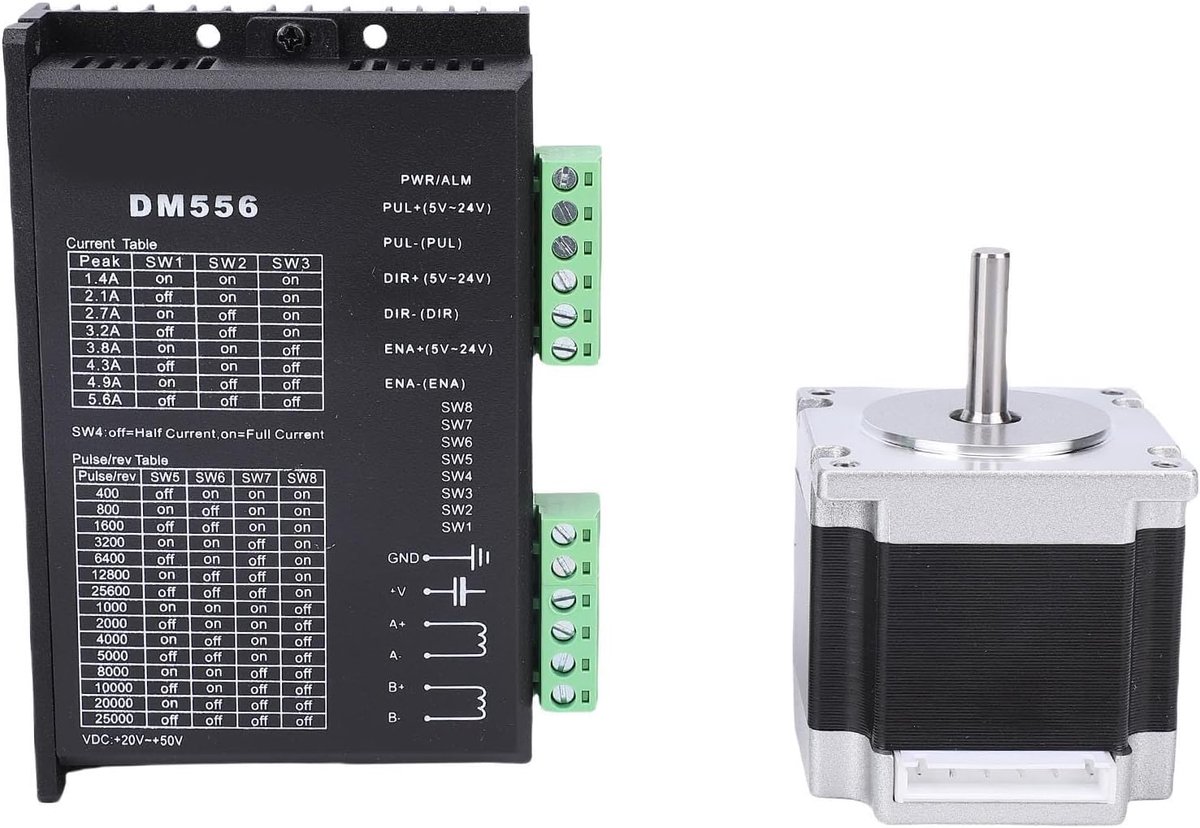 Nema 23 Stepper Motor Driver Kit 126N.cm, 23HS5628 Stepper Motor with DM556 2 Phase Driver, CNC Stepper Motor Set for - ShopVlot