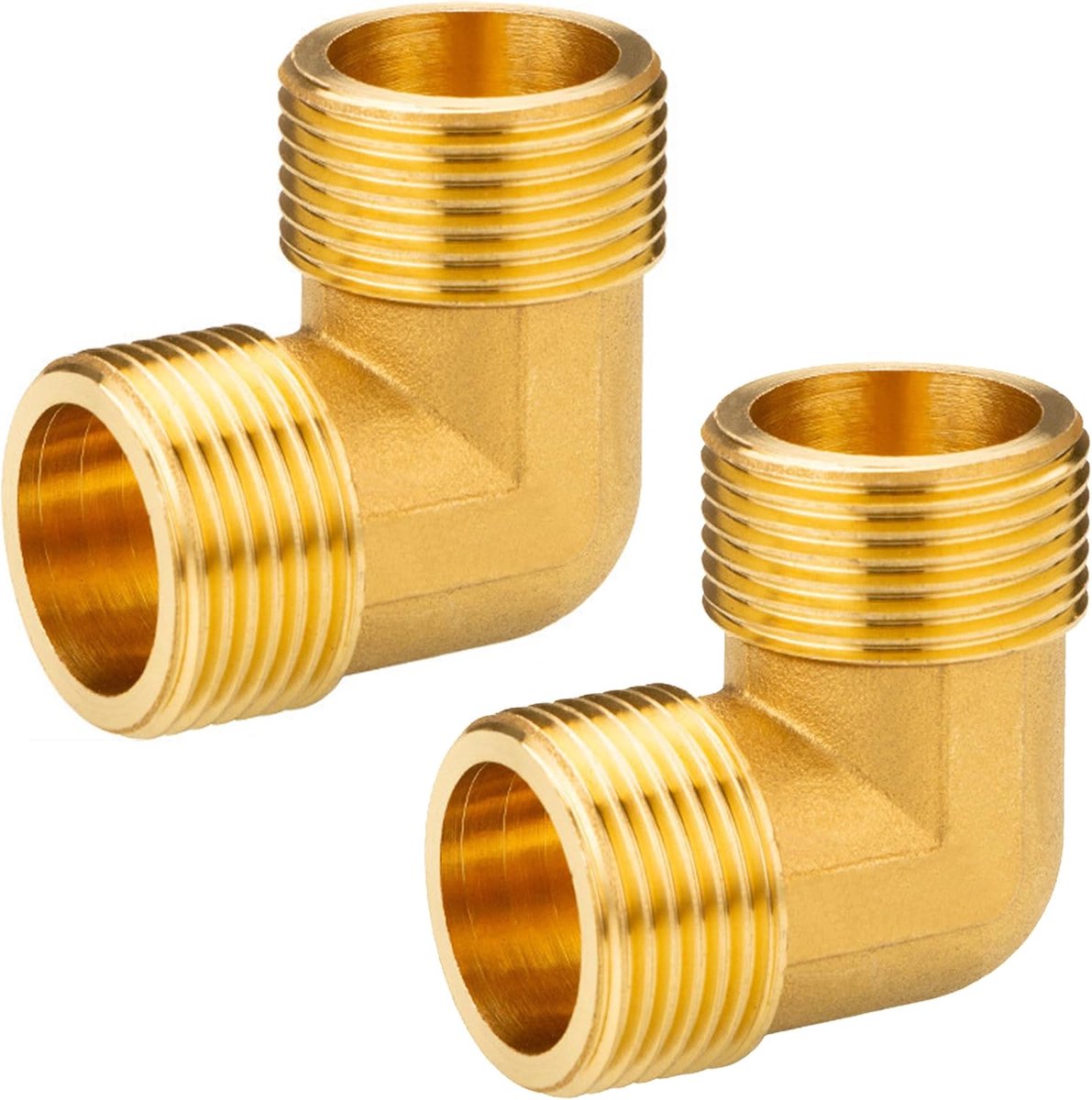 2pcs Brass Corner Piece 90 Degree, DN20 Pipe Angle Bend, 1" AG to 1" AG, 90° Bend Brass, 1 Inch Male Thread x 1 Inch - ShopVlot
