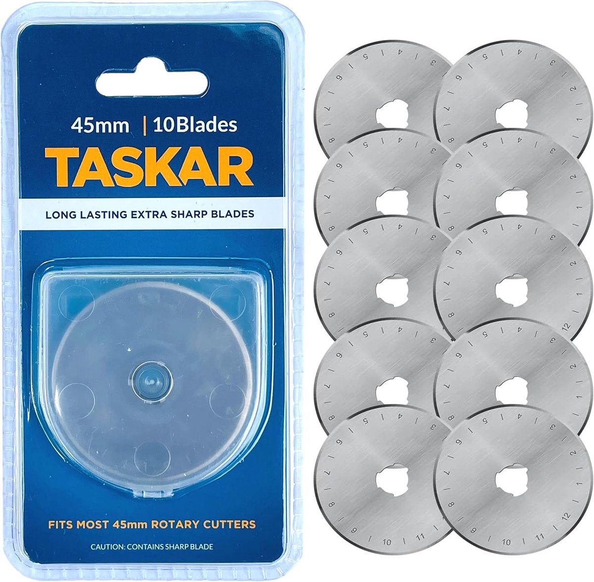 Taskar Replacement Blades for Roller Cutter, Pack of 10, 45 mm, Suitable for Olfa - ShopVlot
