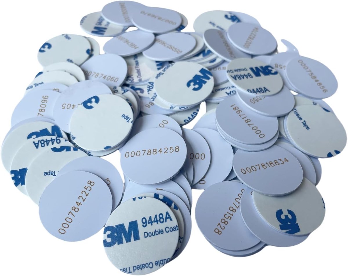 100pcs 25mm 125KHz Sticker Coin EM4100 RFID Induction Round Tag Card Waterproof - ShopVlot