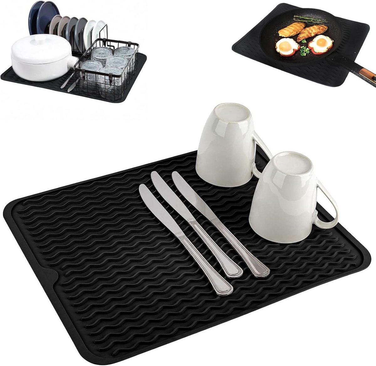Droogmat silicone zwart - hittebestendig - gemakkelijk schoon te maken - comfortabel gebruik - ShopVlot