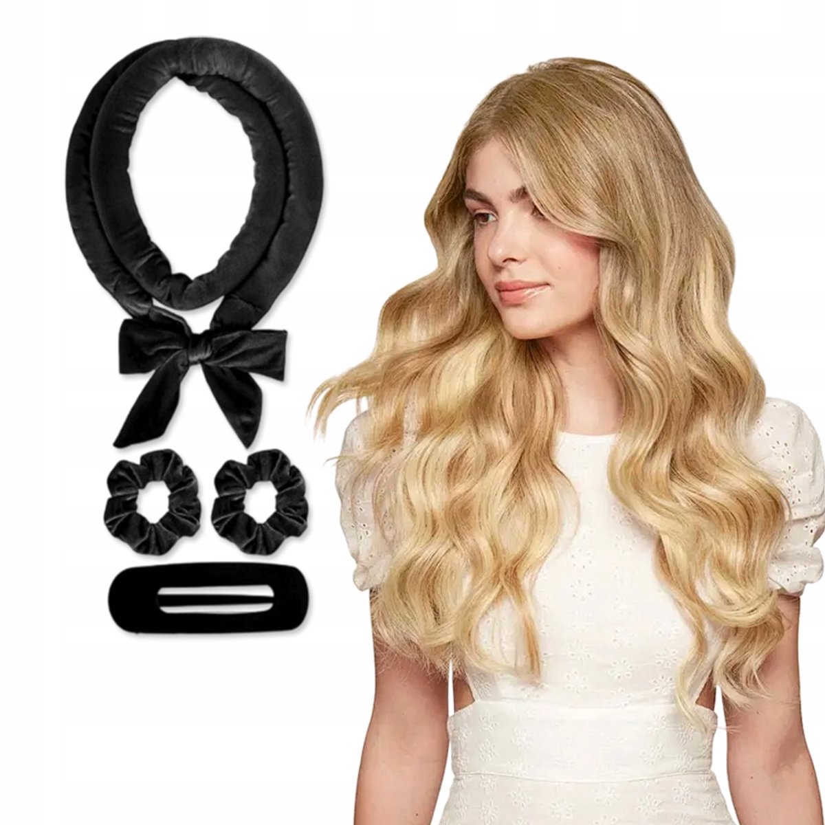 Velours Krulroller Set voor Hittevrij Stijlen met Clips en Elastieken