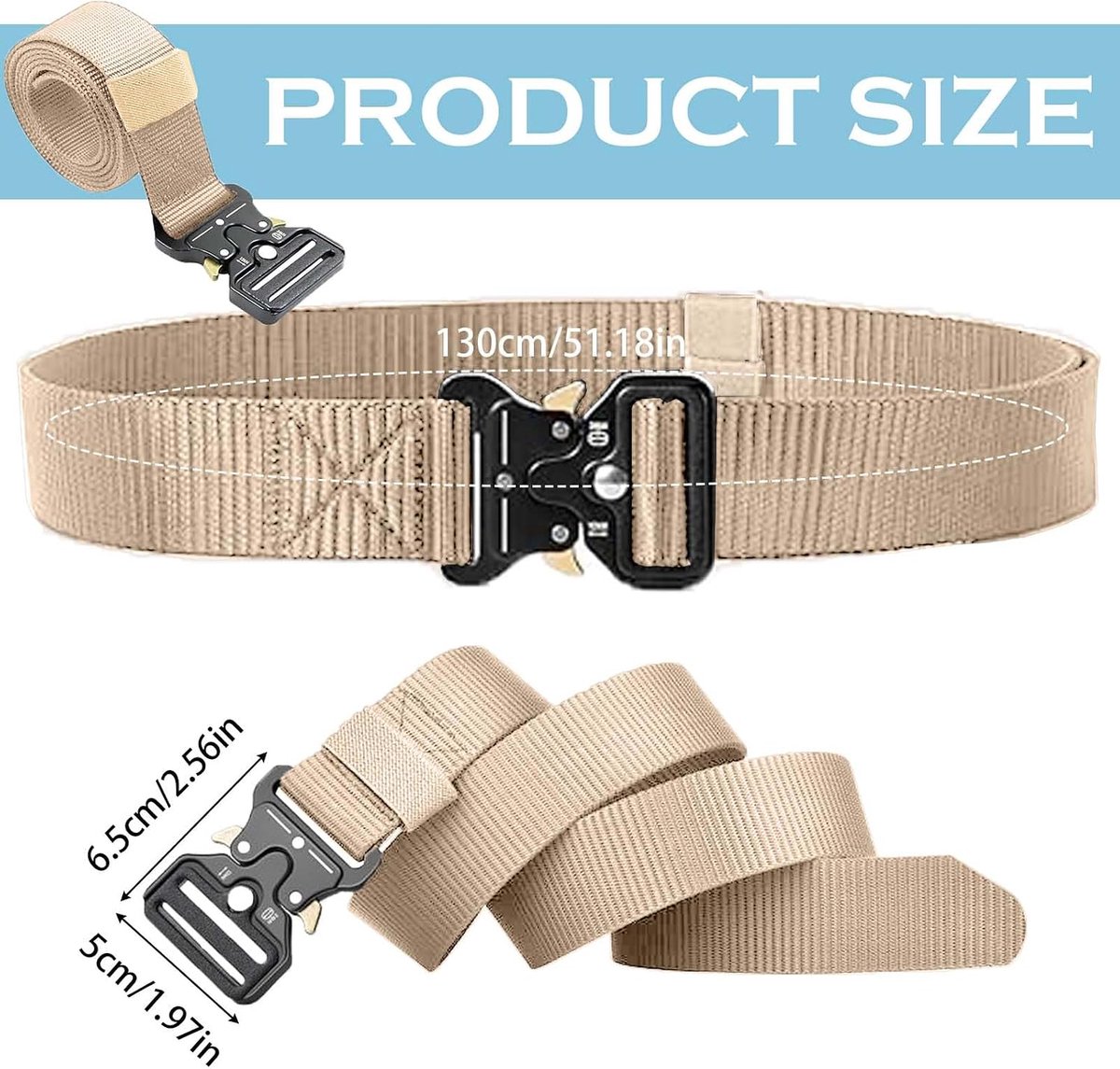 Tactische riem 3,8 cm - nylon militaire stijl - stevige constructie - ideaal voor klimmen - SnelShoppen