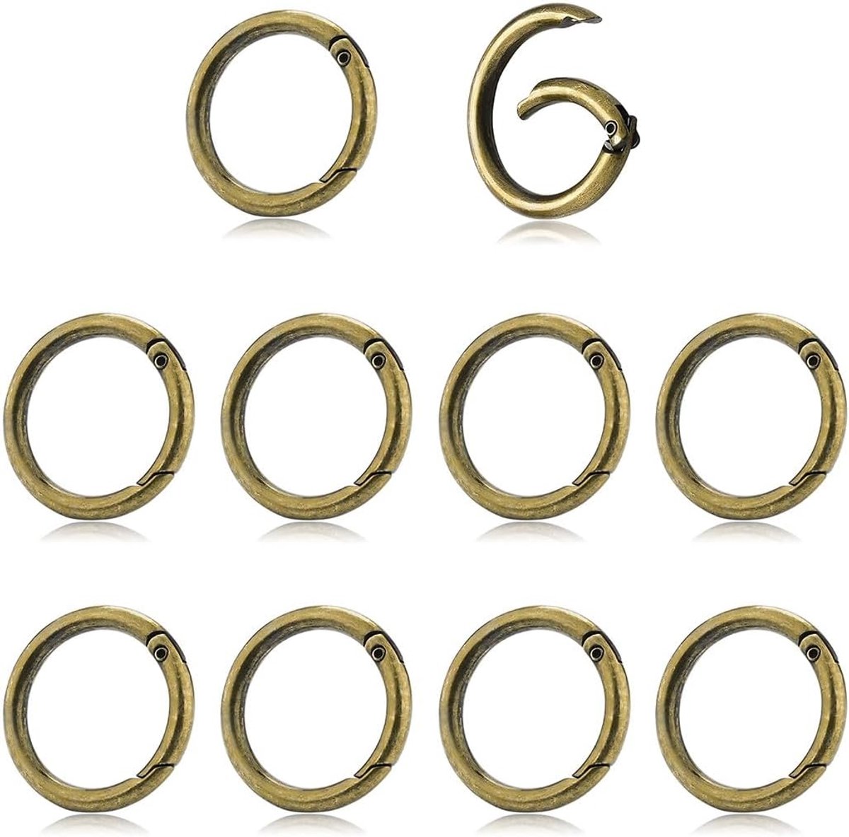 Ronde karabijnhaken 25mm - robuust staal - bronzen afwerking - ideaal voor sleutels en handwerk - SnelShoppen