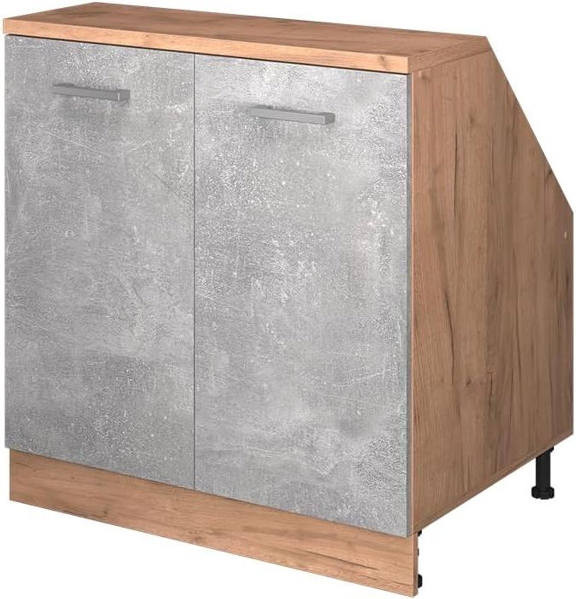 Keukenkast Schuine Wand - Opbergkast Hoek Zolderkast - Keuken Organiseren - Schuine Bovenkant - 80 cm breed - Beton