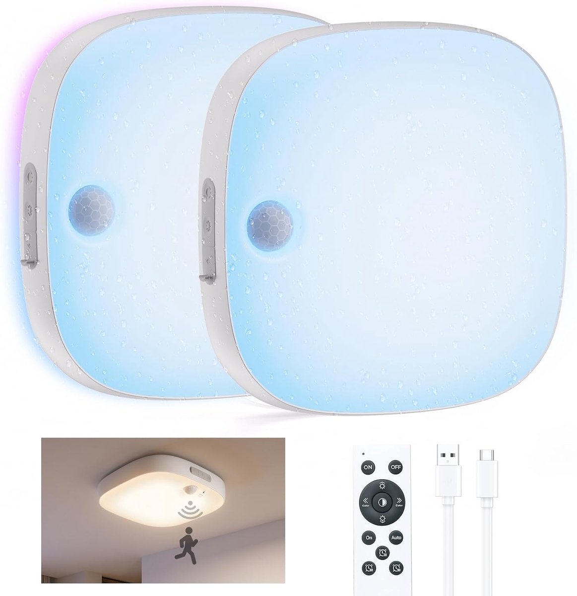 RGB douchelamp 18 cm - waterdicht IP65 - met bewegingsmelder - ideaal voor badkamer - SnelShoppen