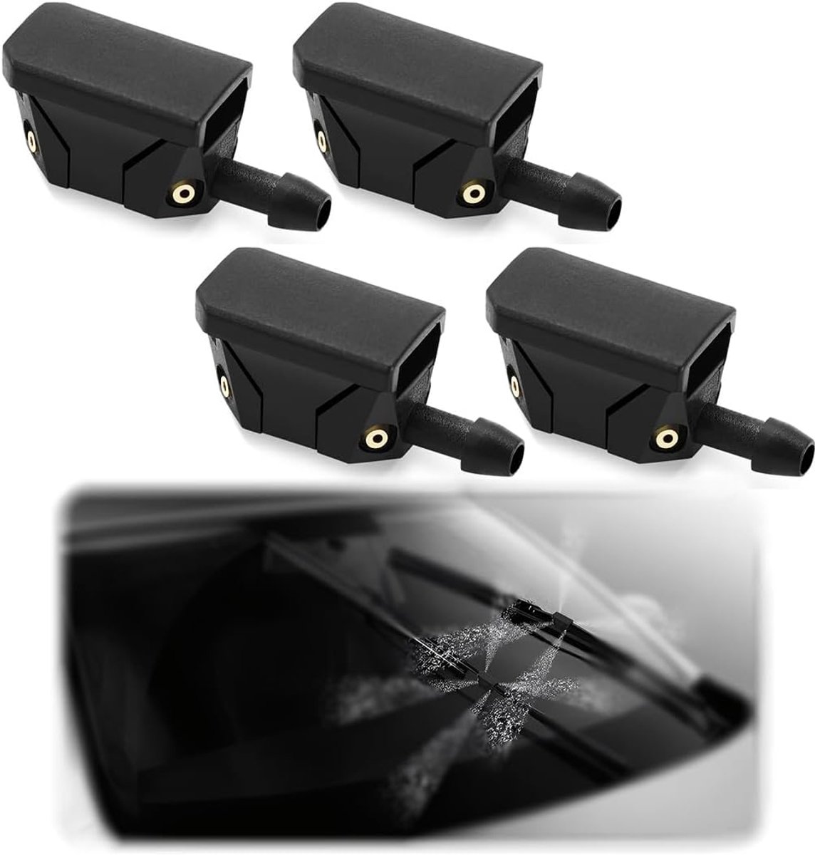 Wisser sproeiers set van 4 - 4 gaten raam nozzles - universele ruitensproeier - voor 8 mm en 9 mm wisserarmen - SnelShoppen