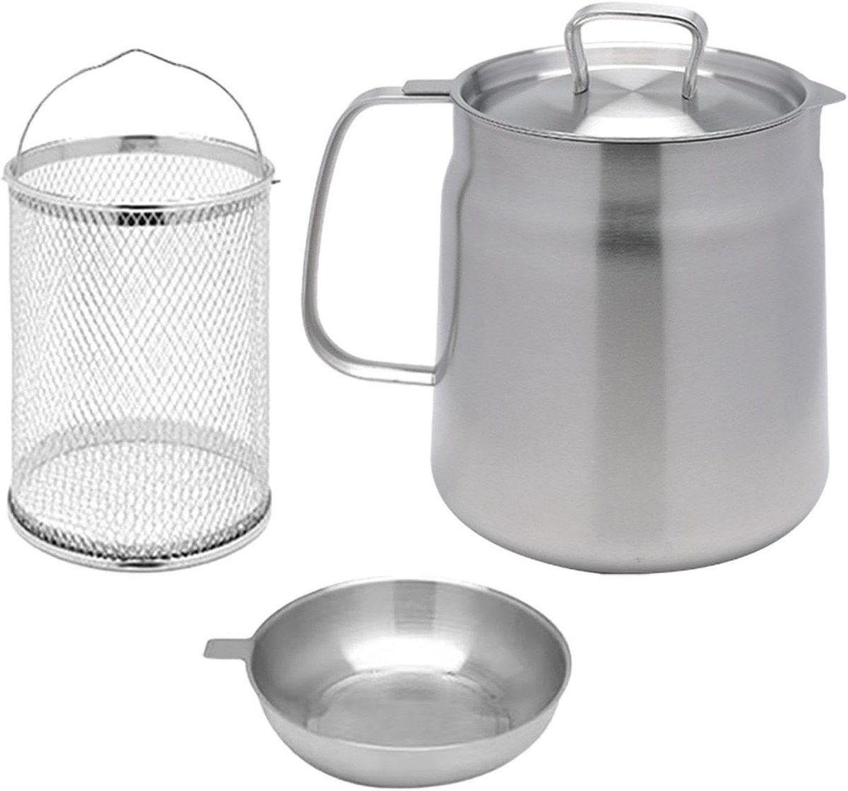 Frituurpan met Mand - Keukenpan Frituur - Thuis Frituren - Roestvrij Staal - 2L - Zilver