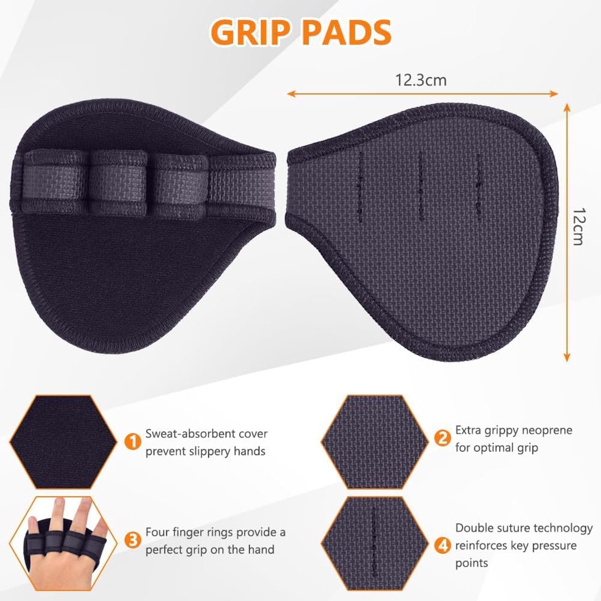 Pull Up Grip Pads - Neopreen - Comfortabele grip - Verlicht druk op je handen - SnelShoppen