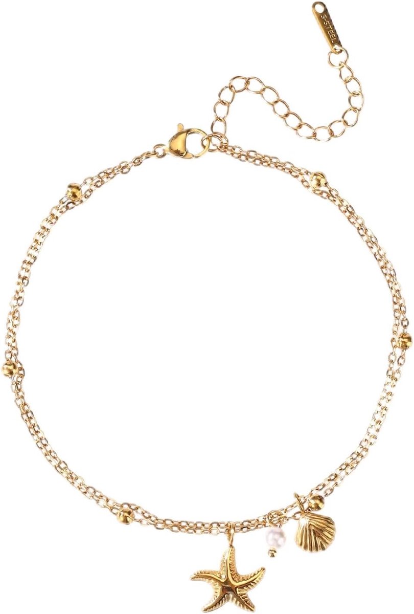 Anklets voor vrouwen - goudkleurig - met ster en schelp - ideaal voor stranddagen - SnelShoppen