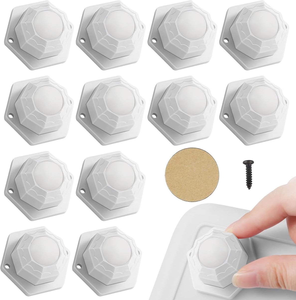 Mini meubelwielen set van 12 - zelfklevend - 360° draaibaar - eenvoudig te installeren - SnelShoppen