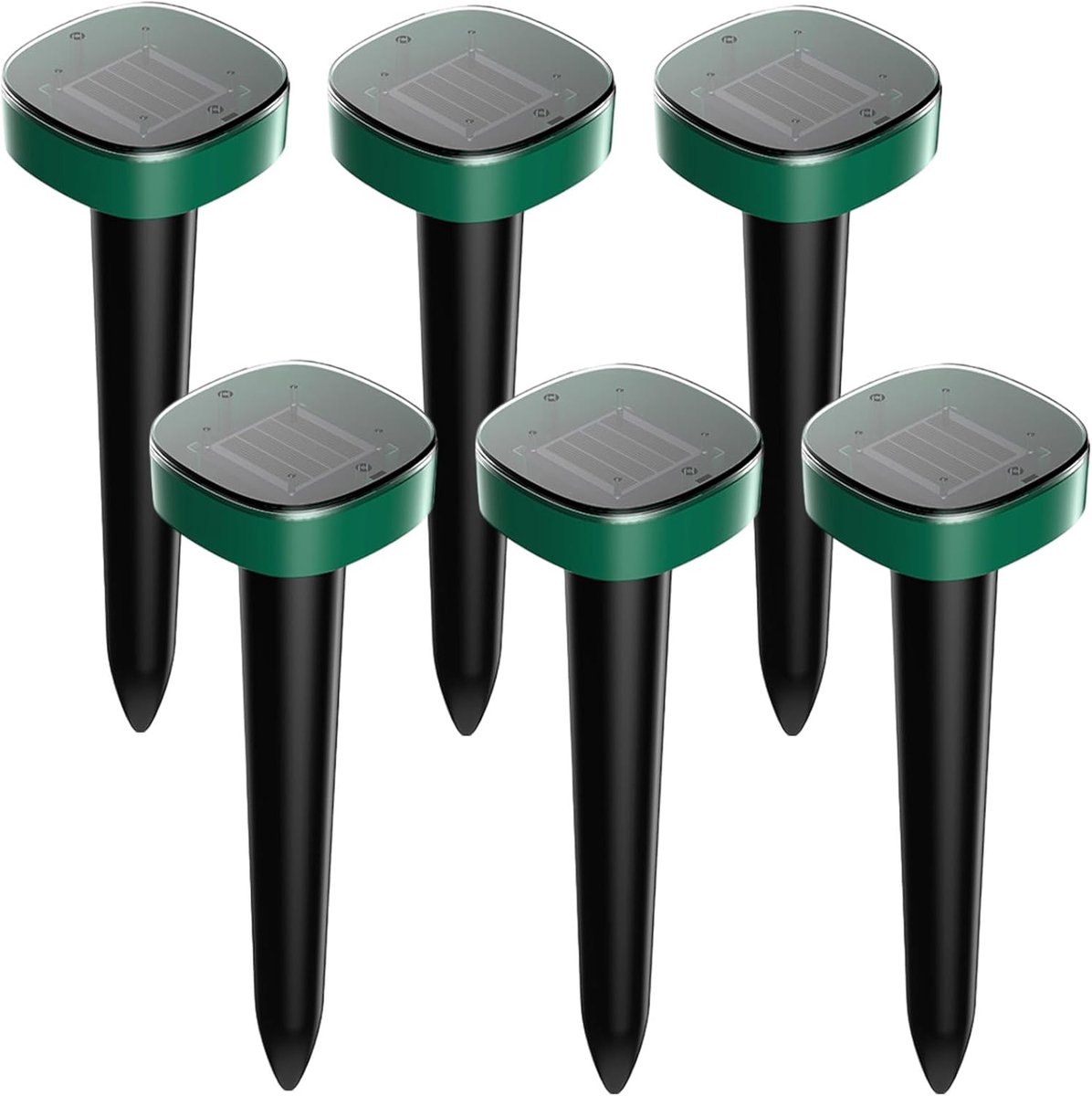 Ultrasoon Mole Repeller Pack van 6 - IP65 Waterdicht - Geluidsloos - Effectieve tuin bescherming - SnelShoppen
