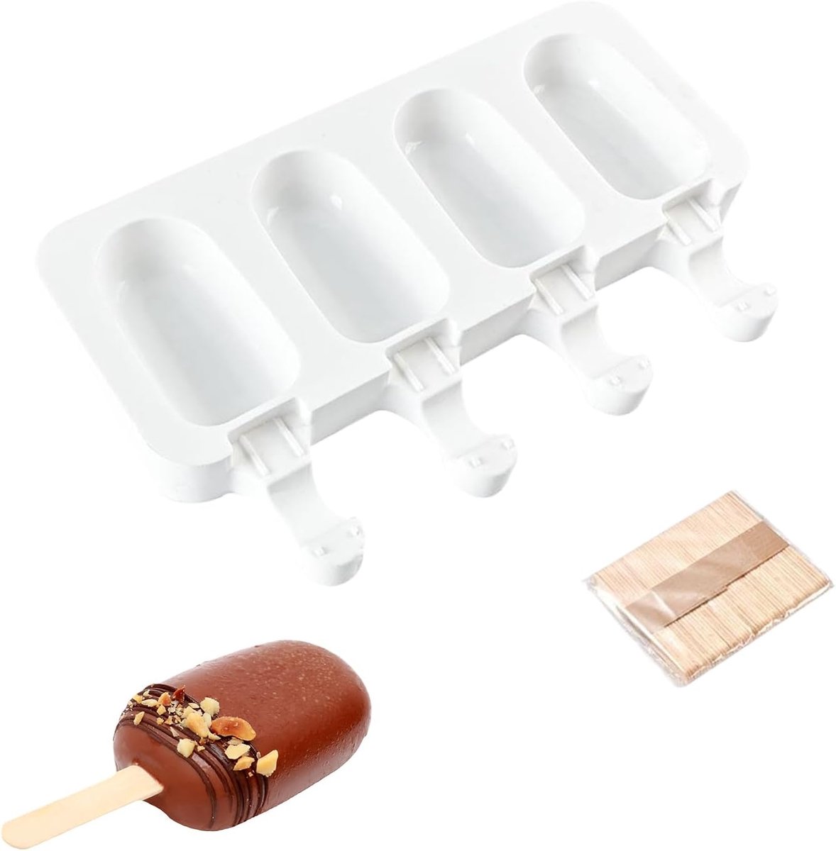 IJsblokjesvormen met Sticks - Silicone IJs Mallen - Herbruikbaar voor Creatieve DIY IJsjes - Set met 50 IJs Sticks - SnelShoppen