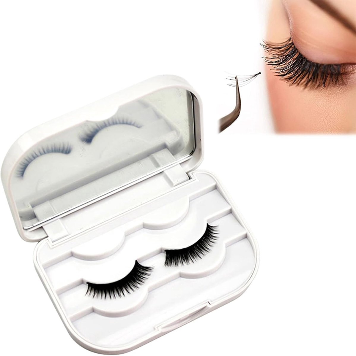 Eyelash Storage Box - Plastic - Met spiegel - Voor het opbergen van valse wimpers - SnelShoppen