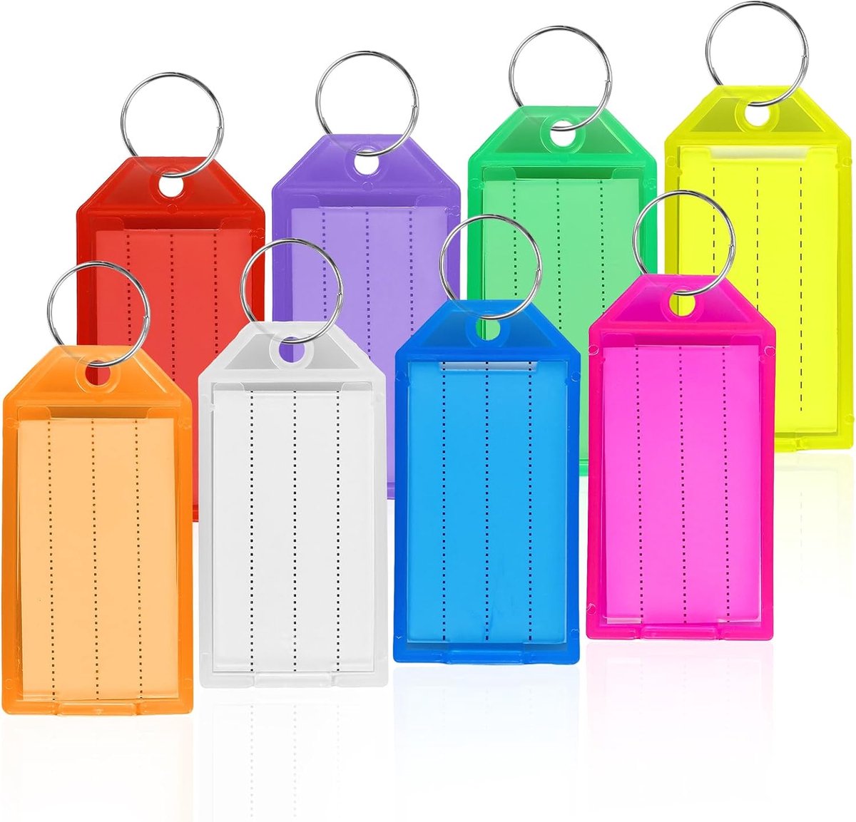 Sleutelhangers met etiket 32 stuks - kunststof met blanco etiketten - transparante deksels - SnelShoppen