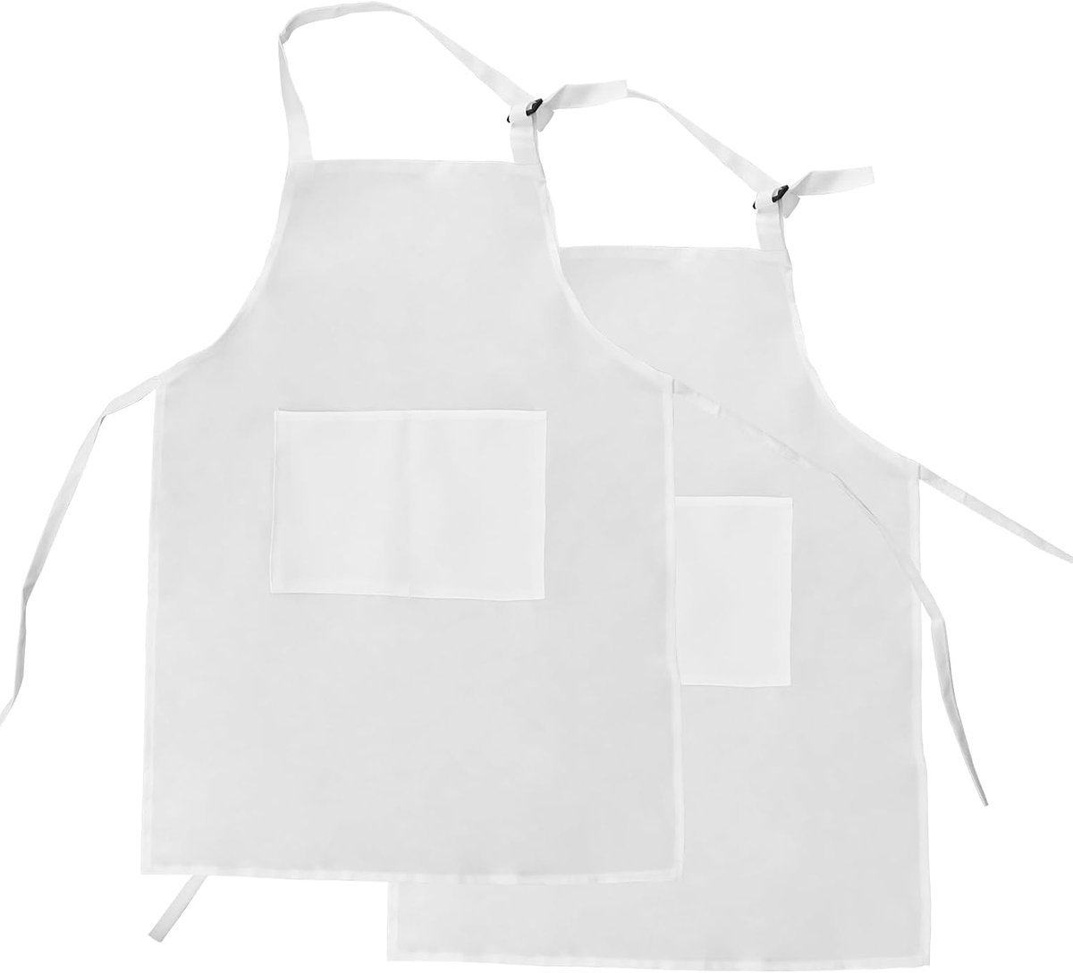 Kinderschort 2-delig wit - verstelbaar met 2 zakken - perfect voor koken en schilderen - 46 x 56 cm - ShopVlot