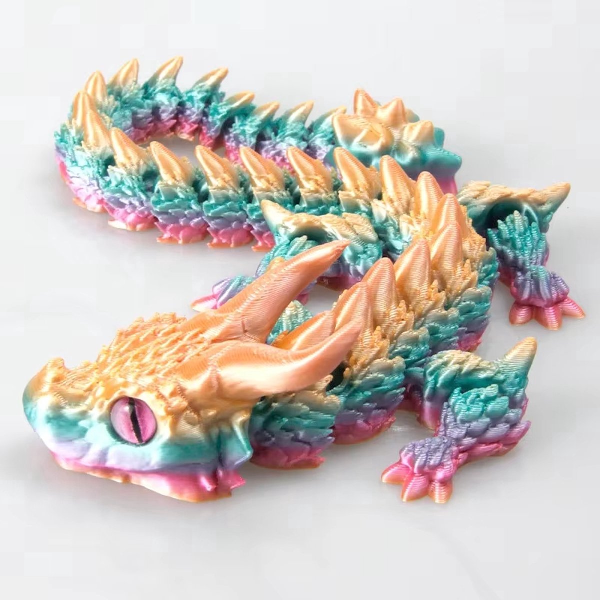 Casalora 3D Gedrukt Wyvern Draak met Vleugels - Simulatie Model Gift - Gelede Draken - Fidget Draken Desktop Ornamenten(De kleur wordt willekeurig geleverd)